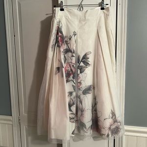 WHBM white floral tea length skirt - size 14